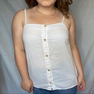 White Button Down Tank Top